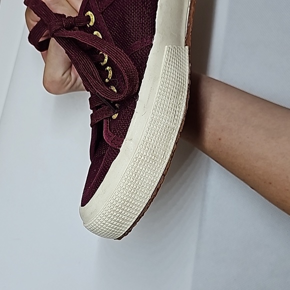 Superga Wine colored Shoes With Gold Colored Accents in Women's Size 8 - Picture 8 of 10